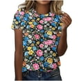 thumbnail image 1 of Tops de Ajuste Suelto para las Mujeres Impreso Manga Corta Suéter Camiseta Cuello Redondo Blusa Casual, Top de Moda para el Uso Diario Y las Salidas, 1 of 6