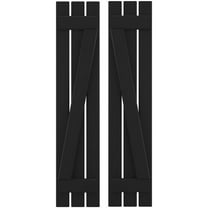 Ekena Millwork 11 1/2"W x 80"H Americraft Three Board (2 Batten) Exterior Real Wood Spaced Board-n-Batten Shutters w/ Z-Bar (Per Pair), Black
