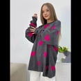 thumbnail image 4 of Suéter con Estampado de Corazón para Mujer, Sudadera de Punto de Larga con Gráfico de Amor, Camiseta Extragrande Gris Oscuro M, 4 of 6