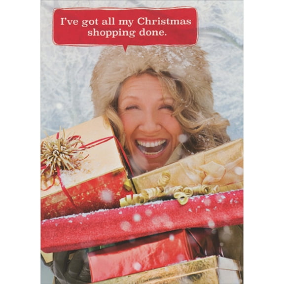 RSVP Woman Has All Her Christmas Shopping Done Funny / Humorous Christmas Card
