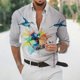 thumbnail image 3 of Camisas casuales holgadas con estampado de pájaros de manga larga para hombres y mujeres, blusas de calle de gran tamaño para uso diario, camisetas vintage de manga larga con solapa, 3 of 5
