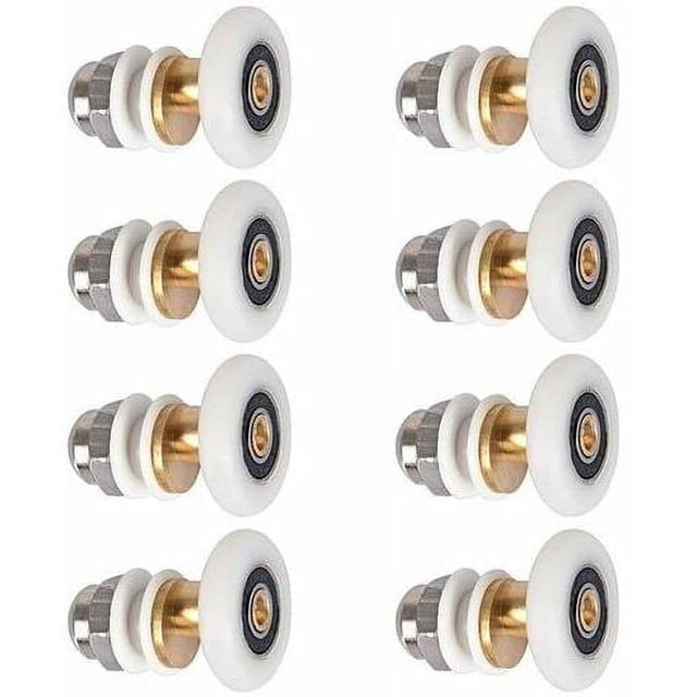 8x Ruedas giratorias para puerta de ducha corrediza de baño, 19 mm, parte superior e inferior