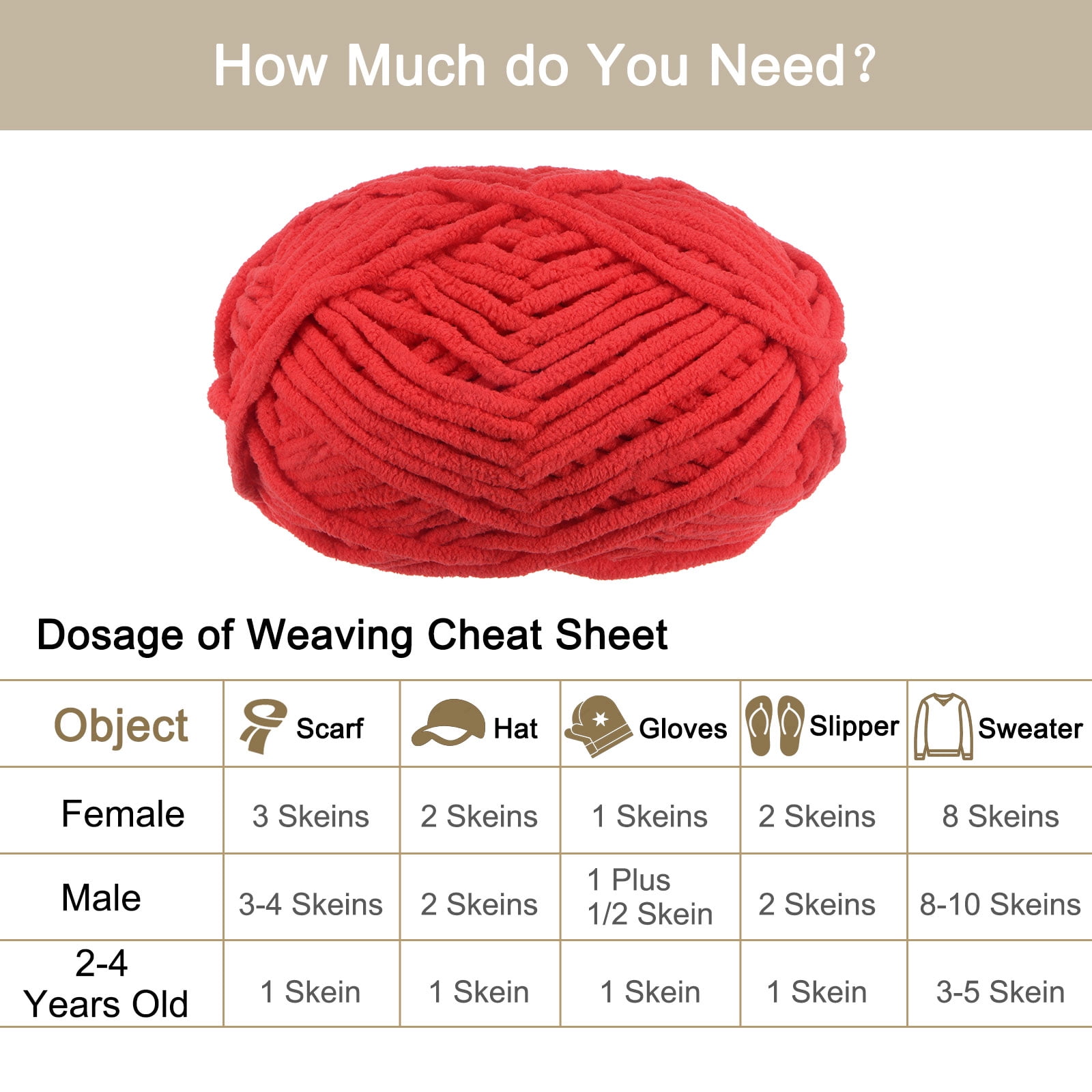 Uxcell 2Skeins Velvet Yarn Blanket Yarn 2x100g/7.1oz Polyester Soft Knitting Chenille Yarn Red, Green