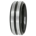 thumbnail image 2 of Men's Black IP Stainless Steel Grooved Wedding Band - Mens Ring, 2 of 4