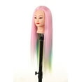thumbnail image 4 of Cosmetology Mannequin Head YAKI SYNTHETIC HAIR #Blue/Pink/Yellow three tone color 26" + TABLE CLAMP, 4 of 6
