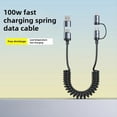 thumbnail image 3 of Cable de Datos Retráctil con Resorte para Coche de 100 W, 2 en 2, Compatible con para Tipo-C y para 6A, Cable de Carga Rápida 4 en 1., 3 of 7