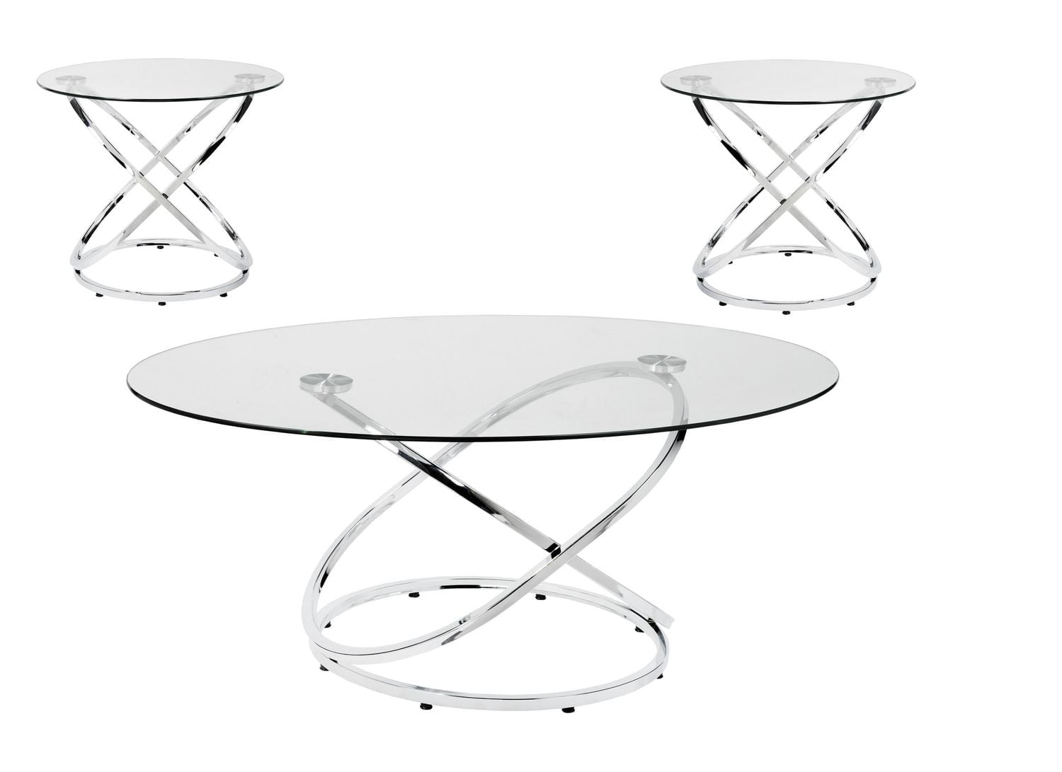 Brassex Selena 3-Piece Coffee Table Set, Silver
