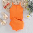 thumbnail image 2 of XIYNBAOK New Born Baby Girl Clothes Set 0-3 Months Little Sister Outfit White Outfit for Girls Birthday Girl Shirt and Bike Shorts 18 Months Girl Clothes, Orange 3-6 Months, 2 of 4