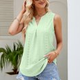thumbnail image 2 of gakvbuo Summer Tank Tops For Women 2024 Eyelet Sleeveless V-Neck Hollow Out Tunic Tops Casual Pleated Tank Vests Blouses Shirts, 2 of 9