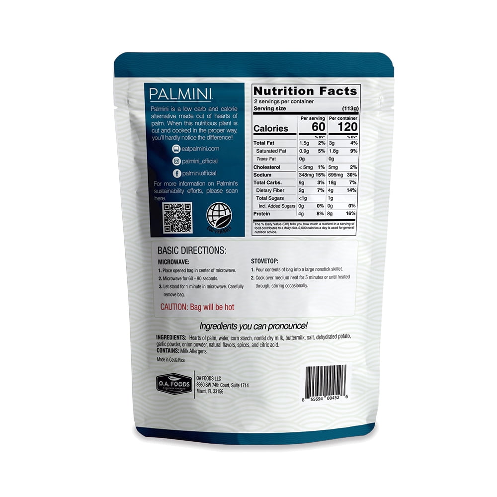 NEW!! Palmini Low Carb Roasted Garlic Mashed |7g of Net Carbs | 60 Calories Per Serving | As Seen on Shark Tank | Ready-to-Eat | (8 Ounces Pouch (Pack of 6))