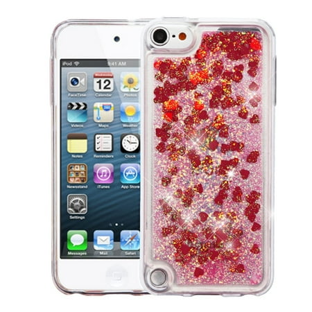 iPod Touch 6th Generation Case, iPod Touch 5th Generation Case, by Insten Hearts Quicksand Glitter Hybrid Hard PC/TPU Case Cover For Apple iPod Touch 5th Gen / 6th (Best Case For Ipod Touch 6th Generation)