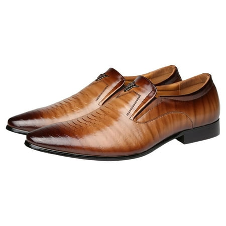 

PLLFRLRT Black Dress Shoes Men Slip on Black British Business Shoe Pointed Toe Formal Leather Shoes Wedding Shoes for a Suit Modern Dress Shoes(Brown 10)