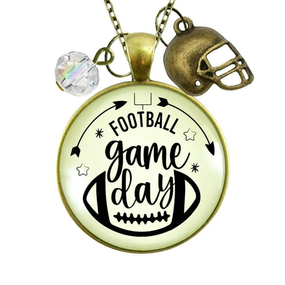 Game Day Football Necklace Gutsy Goodness Female Adult Bronze Metal Jewelry