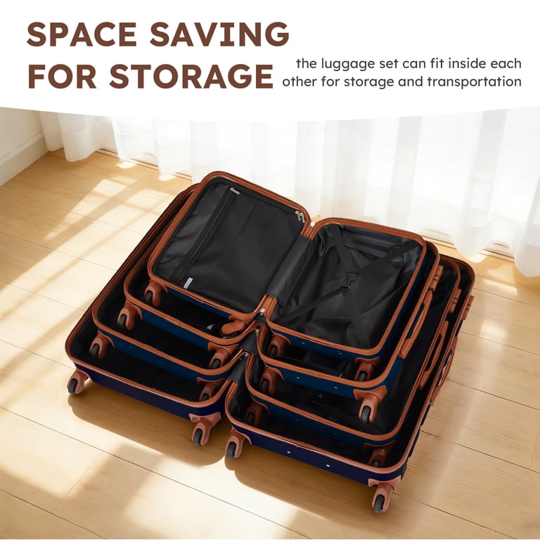 Gowill 4-Piece Hardside Luggage Set, Navy Blue & Tan photo 8