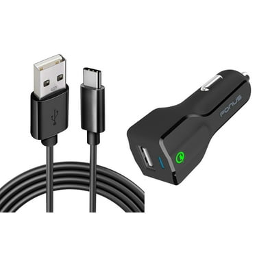 Car Charger for iPhone 15/Pro/Max/Plus - 24W Fast 2-Port USB 6ft Cable Type-C Turbo Charge DC Socket for iPhone 15/Pro/Max/Plus