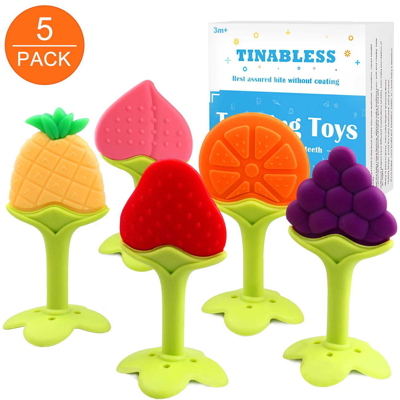 Fruits Shape Baby Teether Toothbrush Silicone Infant Bite Toys Teething Ring QP 
