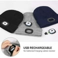 thumbnail image 2 of Winter Unisex Beanie Hat with Light, Rechargeable Hands Free LED Headlamp Knitted Light Beanie Cap,Men Gifts for Dad Husband (Navy Blue), 2 of 8
