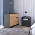 thumbnail image 2 of Bangor 2 Piece Bedroom Set, Drawer Dresser + Nightstand, Black / Pine, 2 of 9