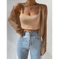 thumbnail image 2 of Women's Open-Front Cropped Knit Cardigan, Long Sleeve Lightweight Sweater, 2 of 5