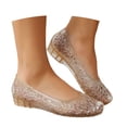 thumbnail image 2 of HOWPAY Womens Sandals on Closed Toe Hollow out Non- Transparent Ballet Flats Casual Comfortable Summer Beach Jelly Shoes Gold 38, 2 of 9