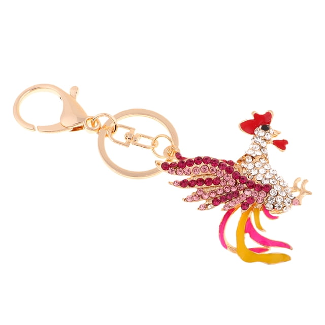 Llavero de Gallo de Rhinestone Sunnimix Colorido 12.5 cm