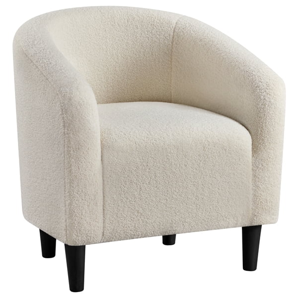 Alden Design Barrel Accent Chair, Ivory Boucle