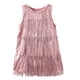 thumbnail image 4 of Vestido sin mangas con cuello redondo y hasta la rodilla para niña, vestido de baile latino con flecos y brillo bosomiano, vestido de cumpleaños, vestido sin mangas con cuello redondo y hasta la rodil, 4 of 7