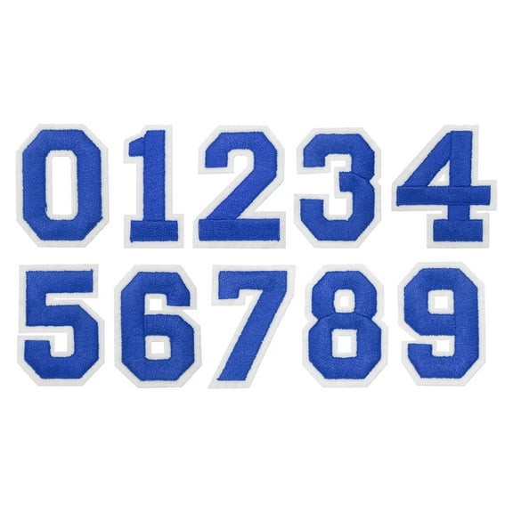 Uxcell Embroidered Numbers Patches, Numbers 0-9 Applique Embroidered Patch Sew on Decals 1.77 Inch, Blue 10 Pcs