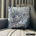 thumbnail image 4 of Pillow Case Custom, Silver Shams, 3D Textured Sequins Flower Glitter Floral Theme Pillow Shams, 24x24 inch (60x60 cm) Pillow Sham, Square Silk Pillow Shams, Modern - Metallic Floral, 4 of 10