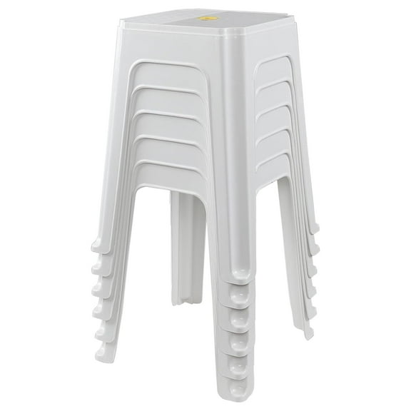 DyGTyX 6-Pack 18.7 Inch Height Plastic Stools, White (Set of 6)