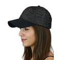 thumbnail image 2 of C.C Paper Straw Weaved Panel Precurved Suede Feel Brim Baseball Cap Hat, Black, 2 of 4