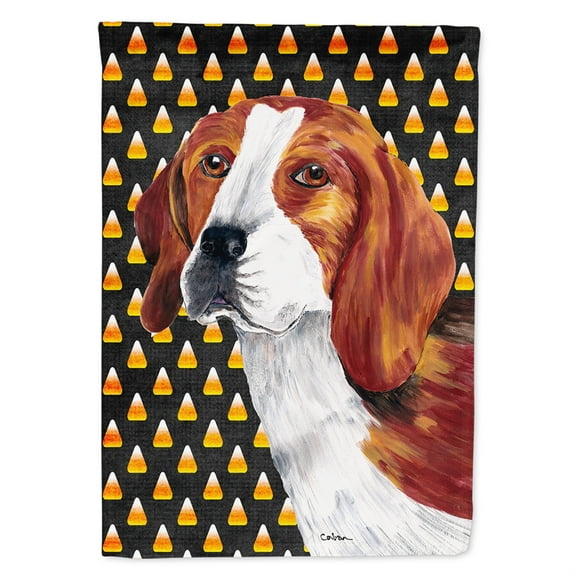 Carolines Treasures SC9179-FLAG-PARENT Beagle Candy Corn Halloween Portrait Flag  multicolor