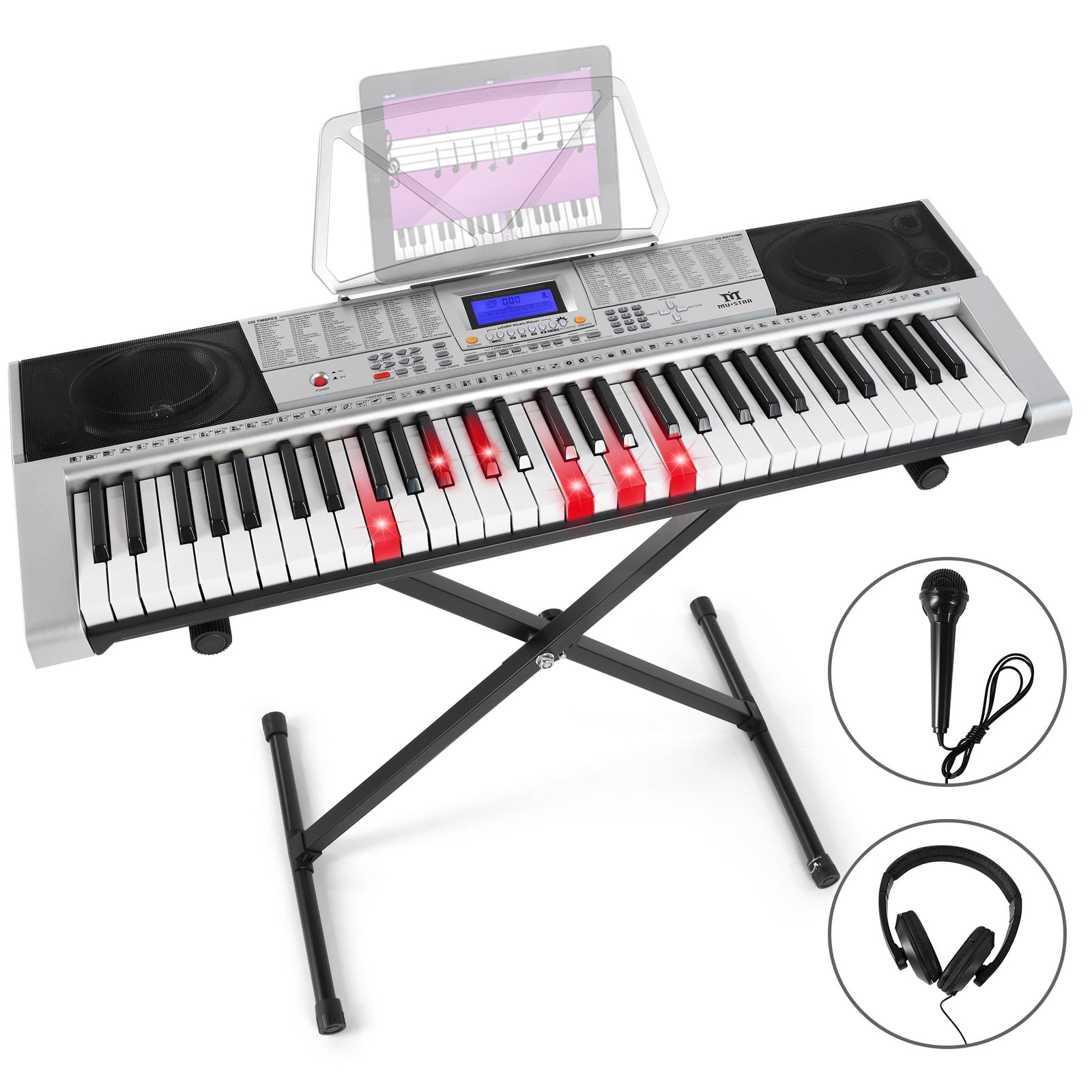 MUSTAR 61 Key Piano Keyboard Electric Lighted Up Keys Piano