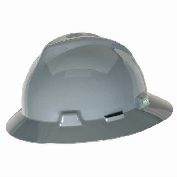 V-Gard Slotted Full Brim Hard Hat, Staz-On Suspension, Type I, Class E, Gray