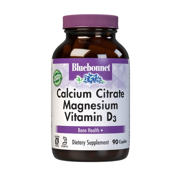 Bluebonnet Calcium Citrate Magnesium Plus Vitamin D3, Bone, Muscle & Relaxation, 90 Caps