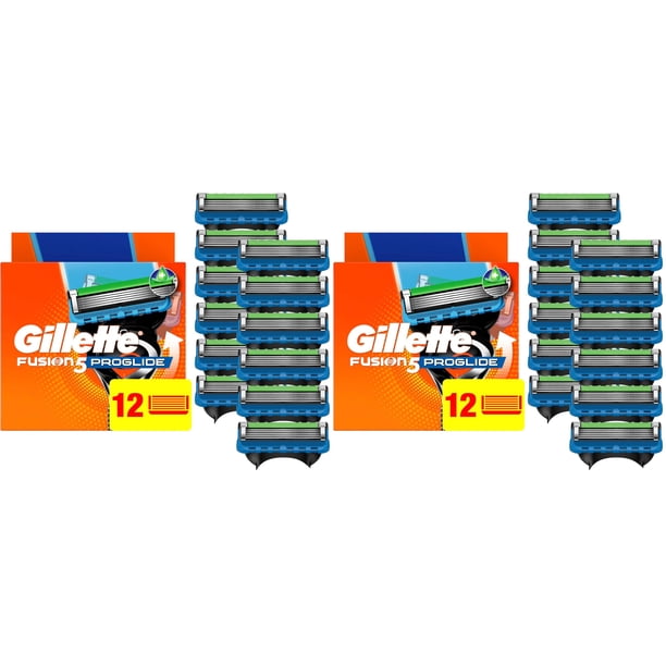 Recambios de cuchillas de afeitar Gillette ProGlide para hombre, 12 cuchillas x2