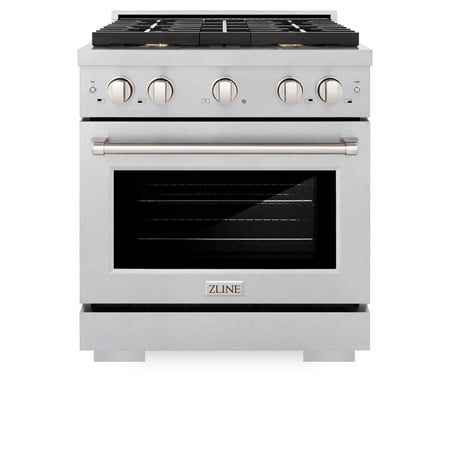 ZLINE 30 in. 4.2 cu. ft. Paramount Gas Range with Convection Gas Oven in DuraSnow Stainless Steel with 4 Brass Burners (SGRS-BR-30)