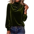 thumbnail image 3 of Tqcoqu Women's Mock Turtleneck Velvet Top,Long Sleeve 2026 Fall Velour Shirts,Trendy Loose Dressy Casual Blouse Daily Wear, 3 of 8