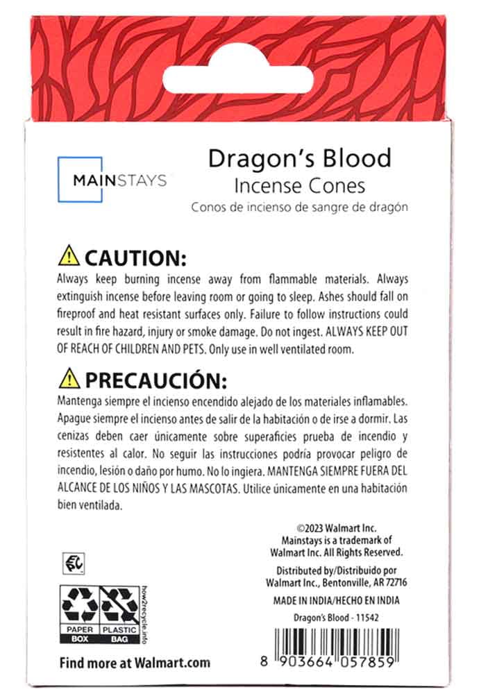Mainstays Incense Cones, Dragon's Blood Fragrance (Red), 40 Pack