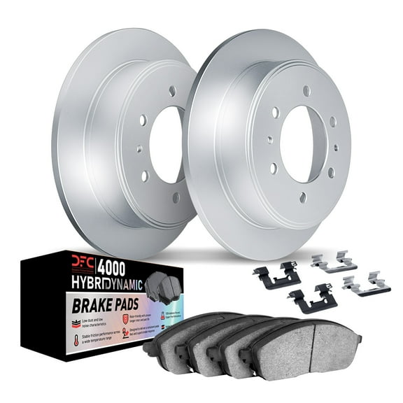 Dynamic Friction Company Rear Geospec Brake Rotors Kit | 4000 HybriDynamic Brake Pads includes Hardware 4812-21031