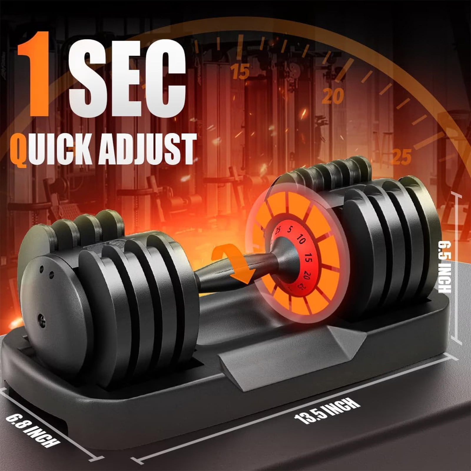LWVITH 5 in 1 Adjustable Dumbbells Set, 5-25LB 5Levels 1 Hand Adjustable Weights Dumbbells Set with Rack, Dumbbell with Anti-Slip Texture Handle for Home Gym Suit both Men and Women,