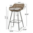thumbnail image 5 of CoSoTower 29.25" Outdoor Wicker and Iron Low Back Barstools, Light Brown, with Beige Cushion , Set of 2, 5 of 9