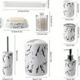 thumbnail image 6 of 5/7/9-Piece Marble Pattern Bathroom Accessory Set, Includes Mouthwash Cup Toothbrush Holder Soap Dispenser Tray Toilet Brush Trash Can, Modern Bathroom Organizer Kit, 6 of 13