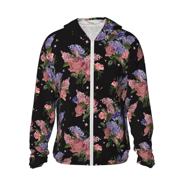 Fotbe Bouquet Chaqueta con Protección Solar UPF 50+ para Hombre y Mujer, Camisa con Capucha y Bolsillos-Large