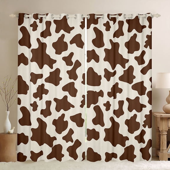 Homewish Cow Print Girl Boy Black Out Curtains,Farmhouse Animal Curtains Pack of 2 (42x63 Each),Abstract Geometric Bedroom Curtains,Super Cozy Room Decor