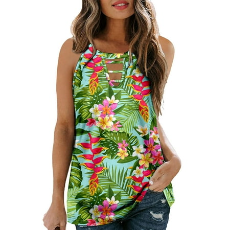 

PhoneSoap Women Summer Casual Top Sling Tank Hollow Camis Printed Top Sleeveless Tank Camis Top Pajamas Women