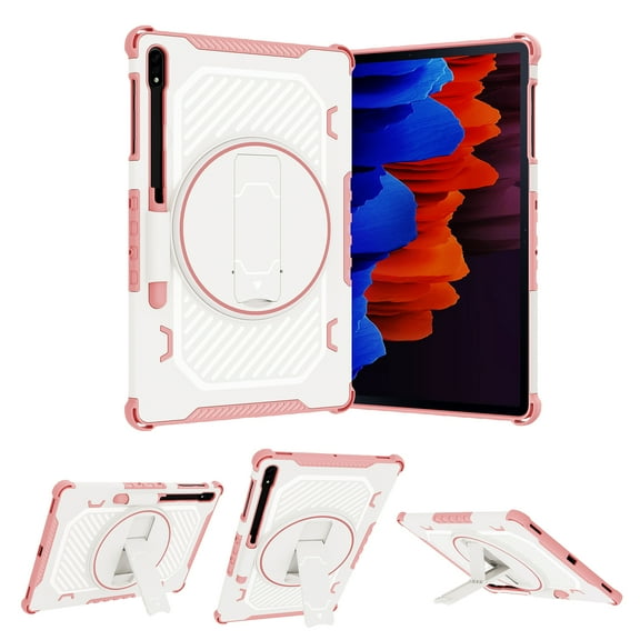for Samsung Galaxy Tab S9/S8/S7 11" 2023/2022/2021 Tablet Case with Rotatable Kickstand Pencil Holder, Corners Shockproof Military Grade Drop Protective Cover for Samsung Galaxy Tab S9/S8/S7, Pink