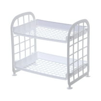 Nmdmisc Sink Organizer Tray Draining Two Layer Hollow Storage Rack Desktop Kitchen Finishing Rack Bathroom Double Layer Cosmetic Storage Shelf Counter (White)