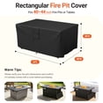 thumbnail image 2 of GASPRO 44 Inch Fire Pit Cover Rectangular, 600D Heavy Duty Fabric with Waterproof Patio Fire Table Cover with PVC Coating, Tear & Weather Resistant, UV & Fade Resistant, 44"W x 28"D x 25"H, Black, 2 of 12
