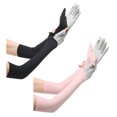 thumbnail image 1 of 2 pares de guantes de protección solar de verano, protectores de brazos alargados, anti-ultravioleta para exteriores, diseño de costura de dos colores antideslizante 547, 1 of 5